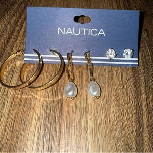 Nautica Gold and Silver Tone Earring Trio